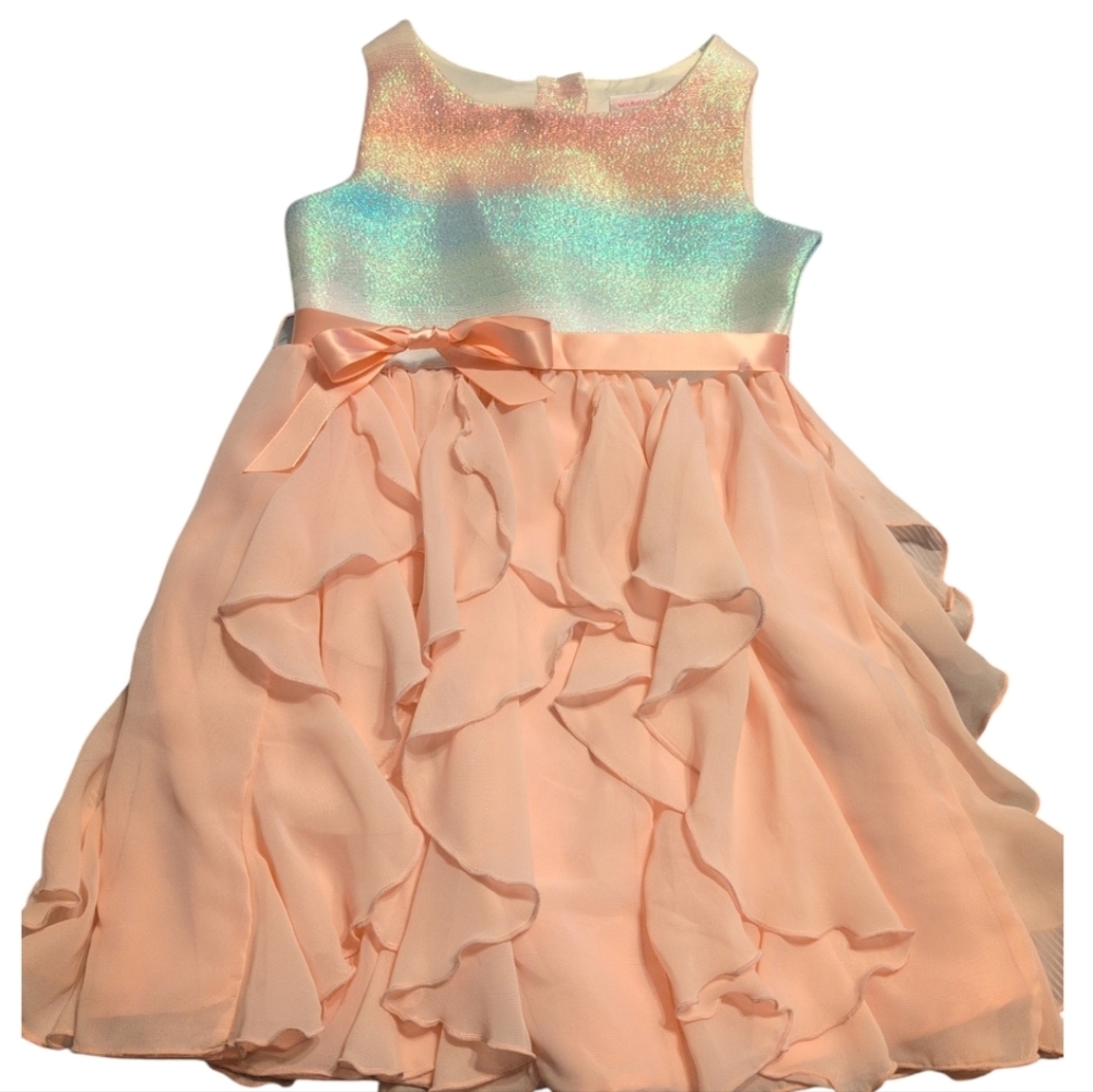 Fancy Sparkling Peach Kids Dress Youngland size 6